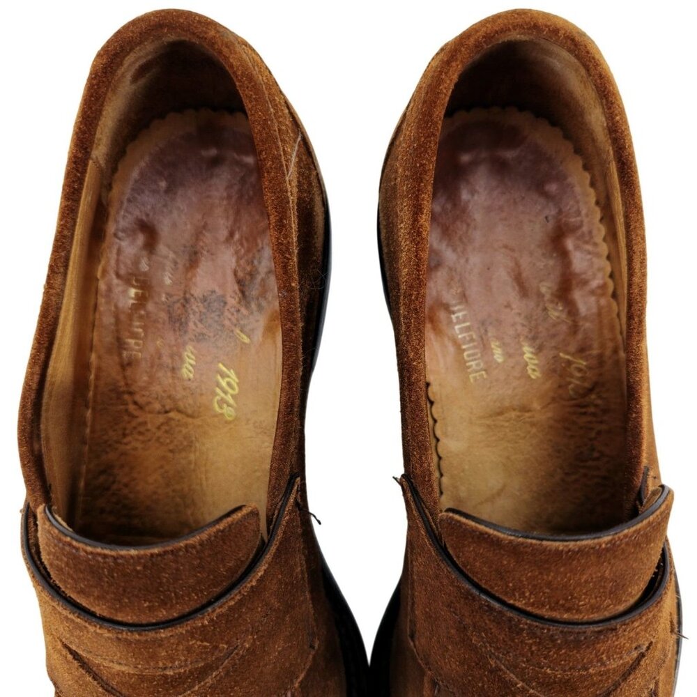 Harris 1913 Handmade Dress Shoes Mens size 8.5 Brown Suede Leather Penny Loafers - Picture 4 of 11